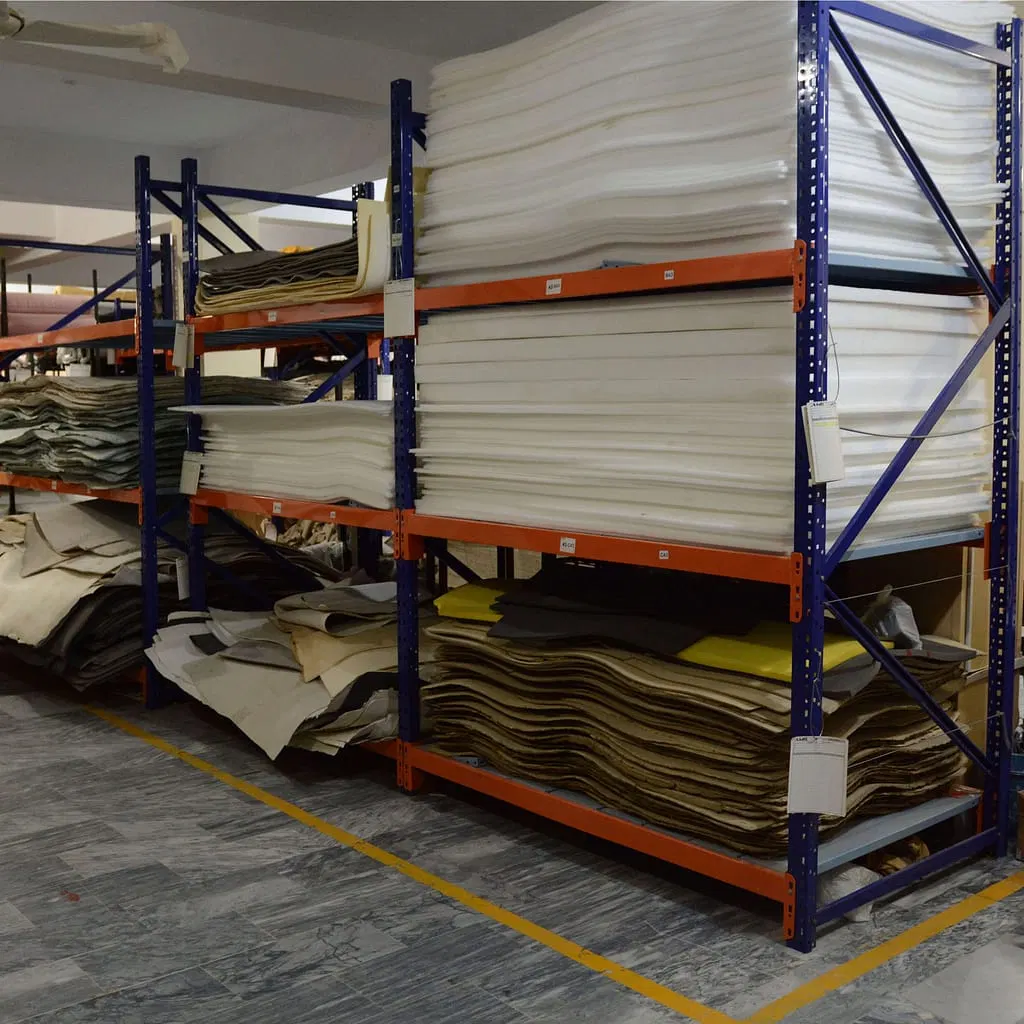 Foam and padding materials store at the Rainwolf Sports factory