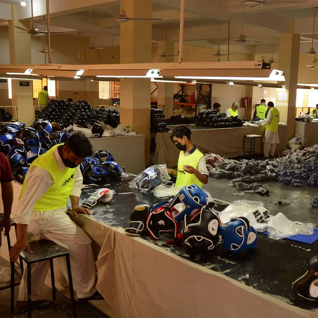 Quality inspection and packaging at Rainwolf Sports